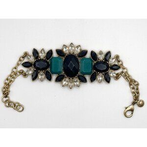 J Crew 3-Station Sparkling Gem and Chain Bracelet